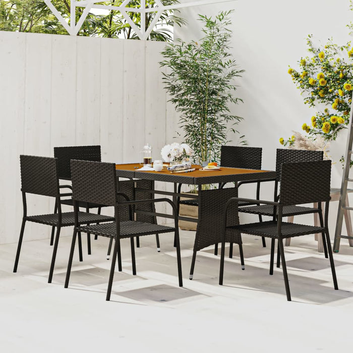 Set mobilier de exterior, 7 piese, negru, poliratan - WALTI WALTI