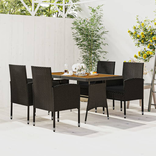 Set mobilier de exterior, 5 piese, negru, poliratan - WALTI WALTI