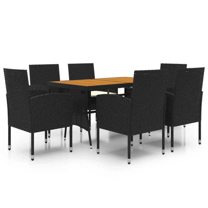 Set mobilier de exterior, 7 piese, negru, poliratan WALTI