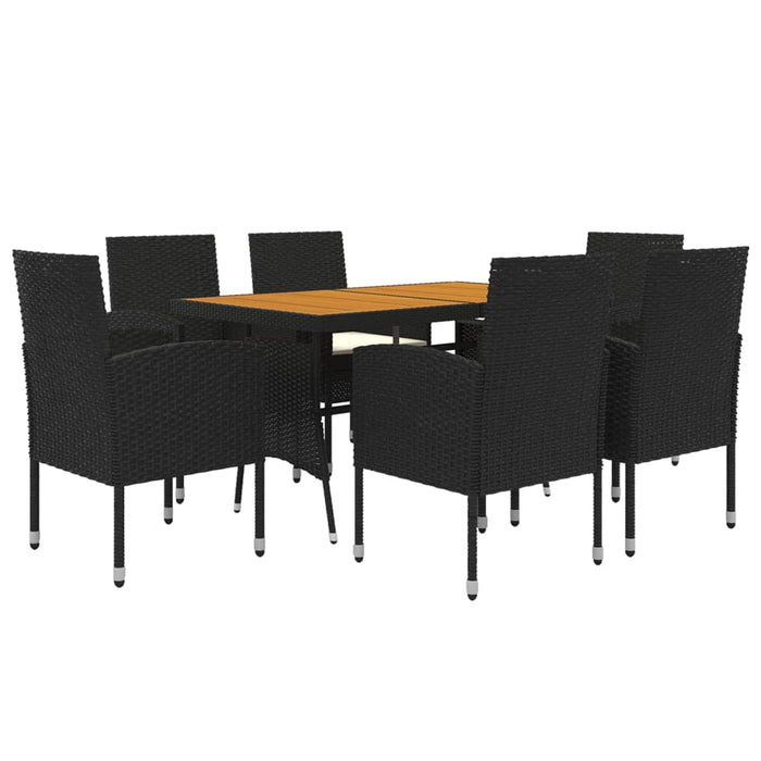 Set mobilier de exterior, 7 piese, negru, poliratan WALTI