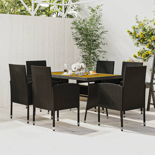Set mobilier de exterior, 7 piese, negru, poliratan - WALTI WALTI