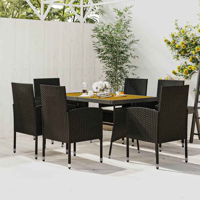 Set mobilier de exterior, 7 piese, negru, poliratan WALTI