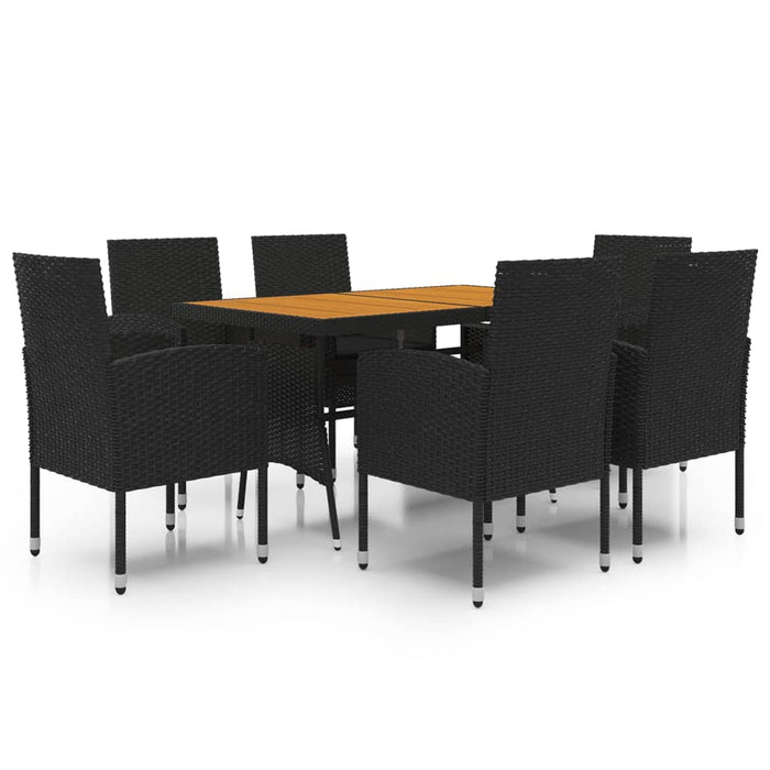 Set mobilier de exterior, 7 piese, negru, poliratan - WALTI WALTI