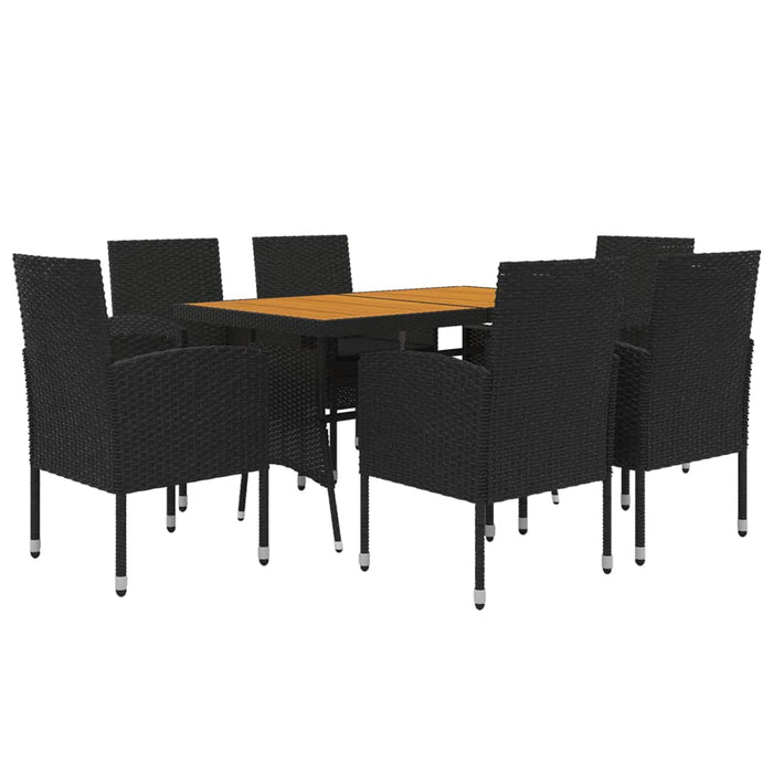 Set mobilier de exterior, 7 piese, negru, poliratan - WALTI WALTI