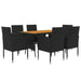 Set mobilier de exterior, 7 piese, negru, poliratan - WALTI WALTI