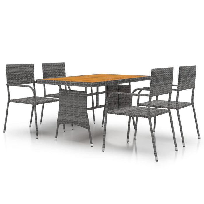 Set de mobilier de exterior, 5 piese, gri, poliratan WALTI