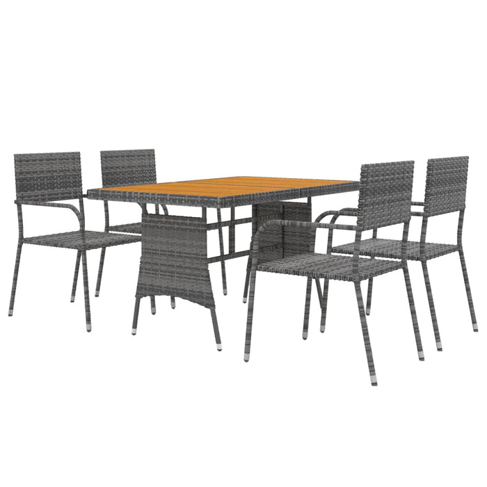 Set de mobilier de exterior, 5 piese, gri, poliratan WALTI