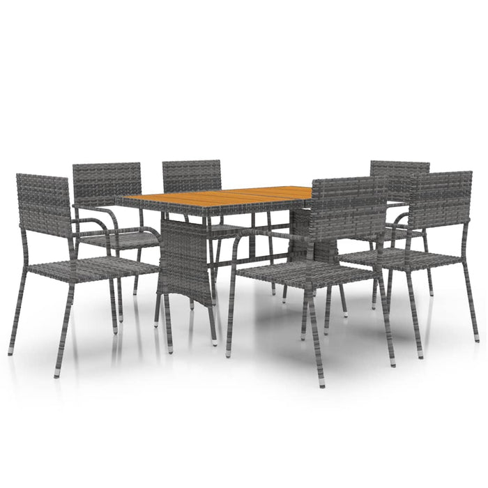 Set de mobilier de exterior, 7 piese, gri, poliratan WALTI