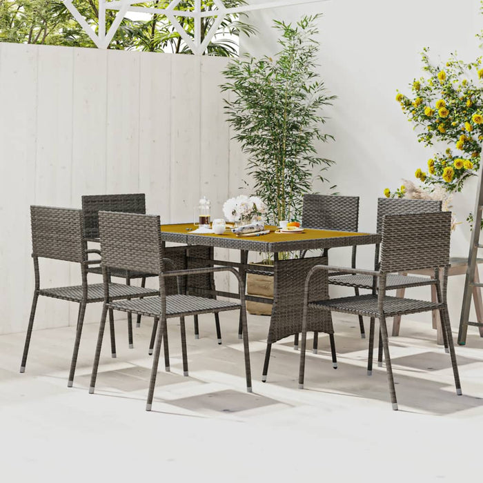 Set de mobilier de exterior, 7 piese, gri, poliratan WALTI