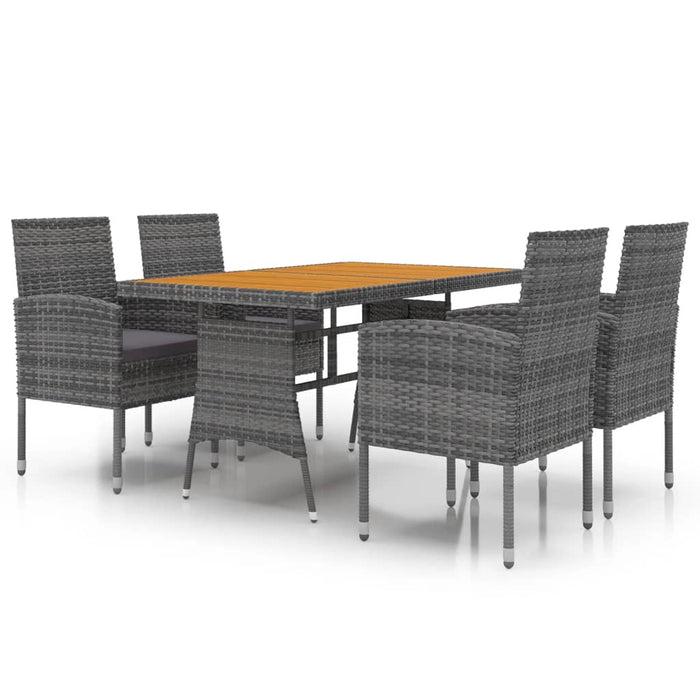 Set de mobilier de exterior, 5 piese, gri, poliratan WALTI