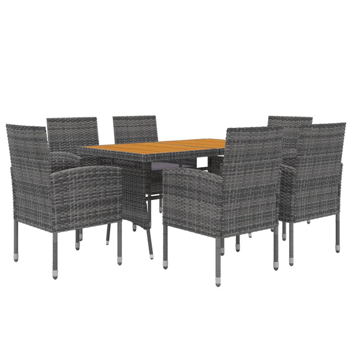 Set de mobilier de exterior, 7 piese, gri, poliratan WALTI