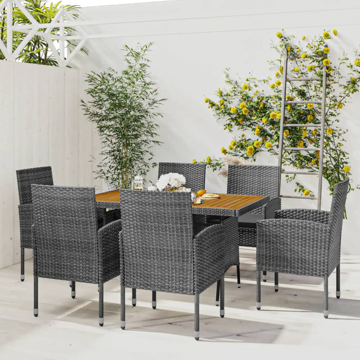 Set de mobilier de exterior, 7 piese, gri, poliratan WALTI