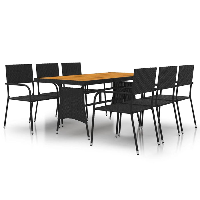 Set mobilier de exterior, 7 piese, negru, poliratan WALTI