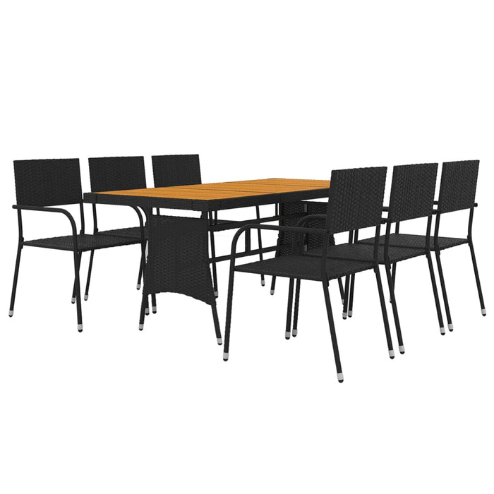 Set mobilier de exterior, 7 piese, negru, poliratan WALTI