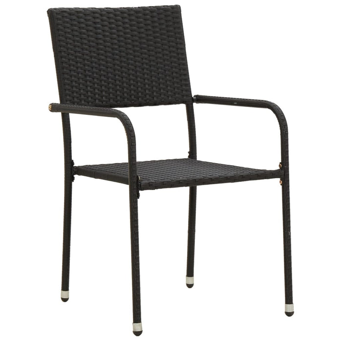 Set mobilier de exterior, 7 piese, negru, poliratan WALTI