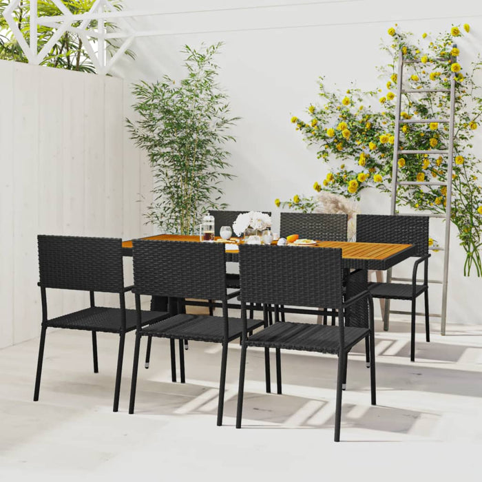 Set mobilier de exterior, 7 piese, negru, poliratan WALTI