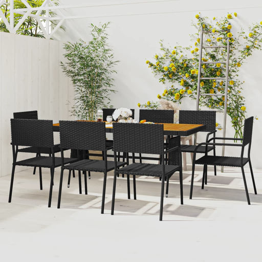 Set mobilier de exterior, 9 piese, negru, poliratan - WALTI WALTI
