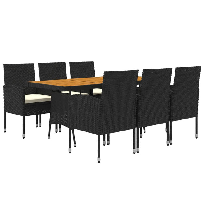 Set mobilier de exterior, 7 piese, negru, poliratan WALTI