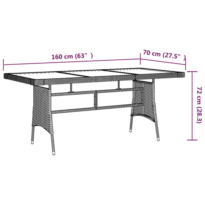 Set mobilier de exterior, 7 piese, negru, poliratan WALTI