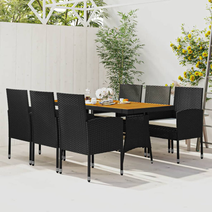 Set mobilier de exterior, 7 piese, negru, poliratan WALTI
