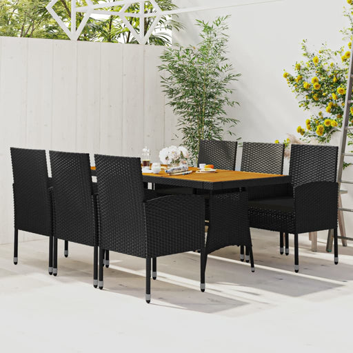 Set mobilier de exterior, 7 piese, negru, poliratan - WALTI WALTI
