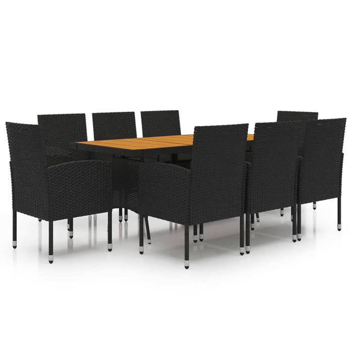 Set mobilier de exterior, 9 piese, negru, poliratan - WALTI WALTI