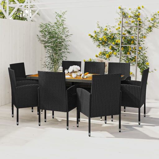 Set mobilier de exterior, 9 piese, negru, poliratan - WALTI WALTI