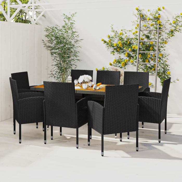 Set mobilier de exterior, 9 piese, negru, poliratan - WALTI WALTI