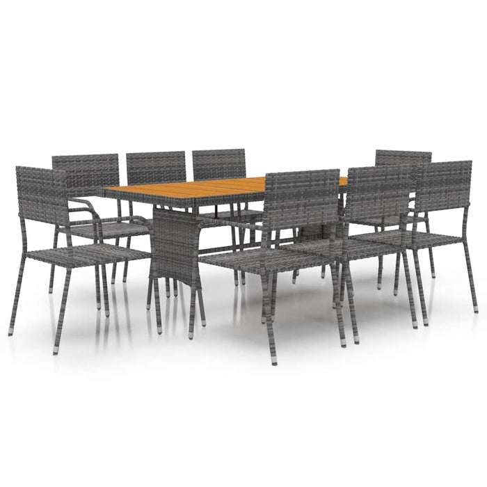 Set de mobilier de exterior, 9 piese, gri, poliratan WALTI