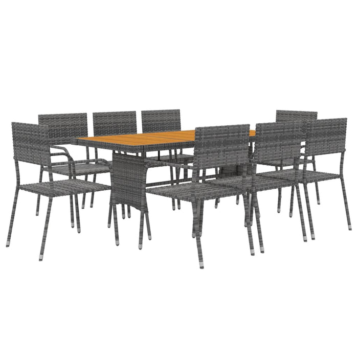 Set de mobilier de exterior, 9 piese, gri, poliratan WALTI