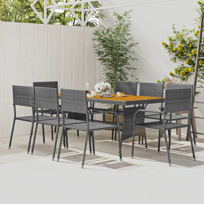 Set de mobilier de exterior, 9 piese, gri, poliratan WALTI