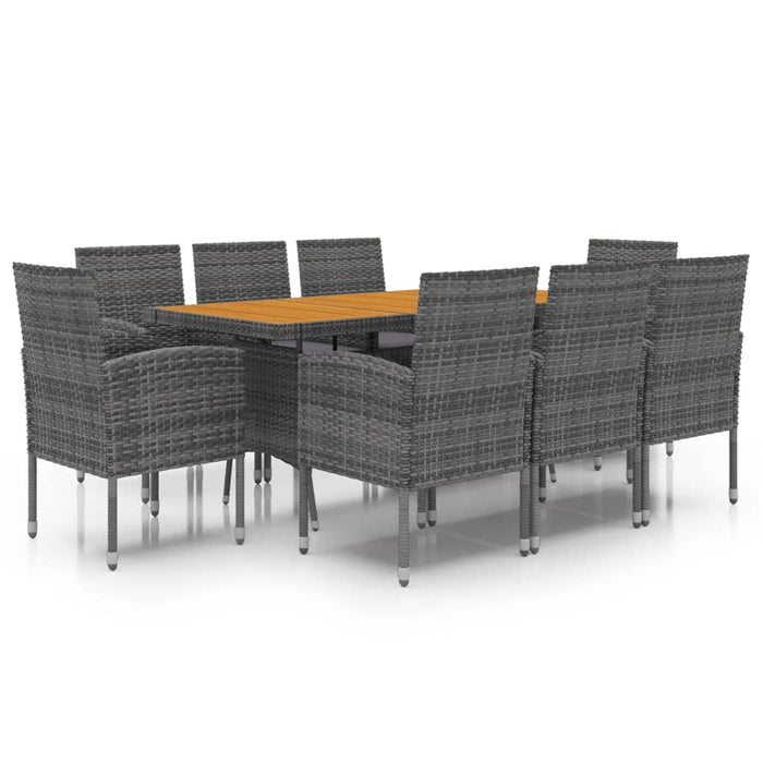 Set de mobilier de exterior, 9 piese, gri, poliratan WALTI