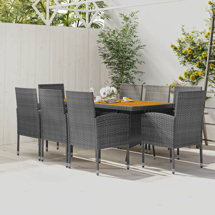 Set de mobilier de exterior, 9 piese, gri, poliratan WALTI