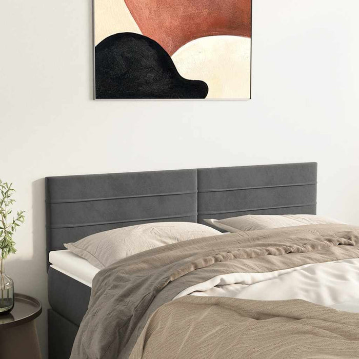 Tăblii de pat, gri închis, 144x5x78/88 cm, catifea WALTI