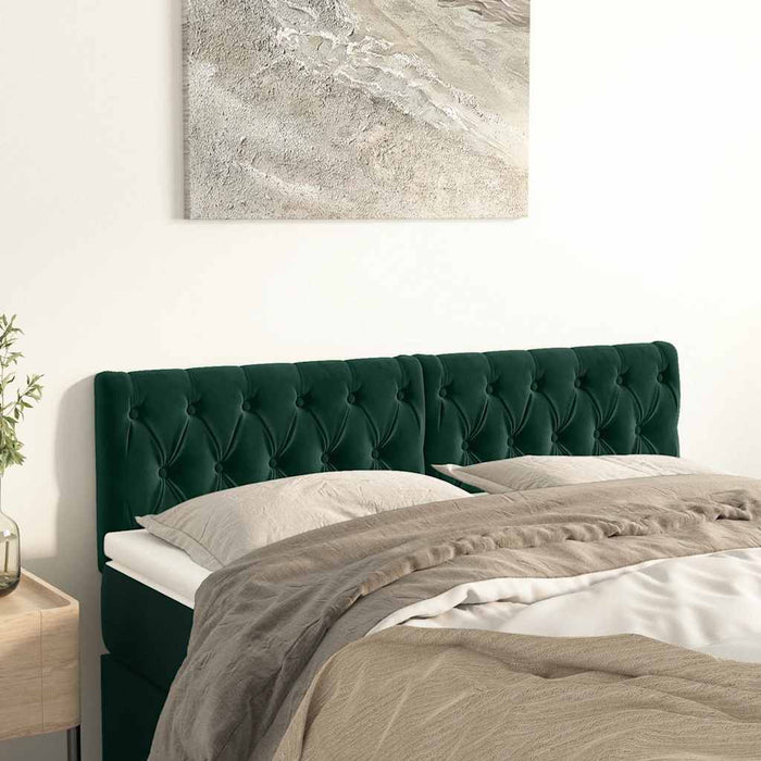 Tăblii de pat, verde închis, 144x7x78/88 cm, catifea WALTI