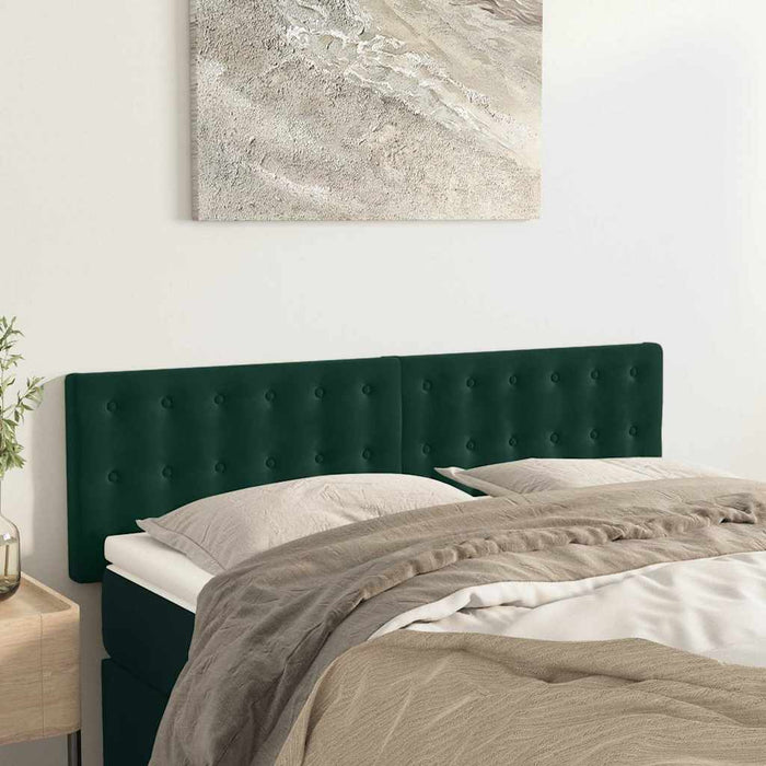 Tăblii de pat, verde închis, 144x5x78/88 cm, catifea WALTI