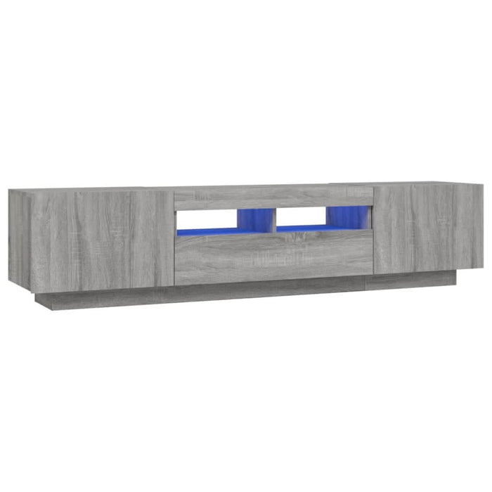 Set dulapuri TV cu LED, 2 piese, gri sonoma, lemn prelucrat - WALTI WALTI
