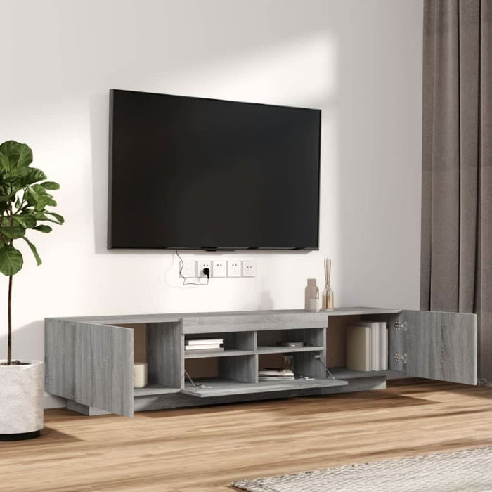 Set dulapuri TV cu LED, 2 piese, gri sonoma, lemn prelucrat - WALTI WALTI