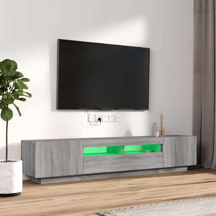 Set dulapuri TV cu LED, 2 piese, gri sonoma, lemn prelucrat - WALTI WALTI