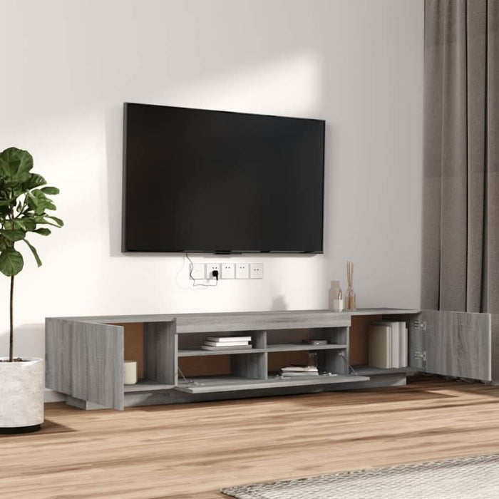 Set dulapuri TV cu LED, 2 piese, gri sonoma, lemn prelucrat - WALTI WALTI