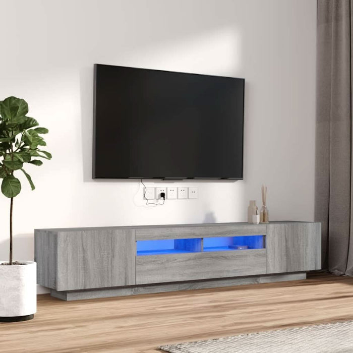 Set dulapuri TV cu LED, 2 piese, gri sonoma, lemn prelucrat - WALTI WALTI