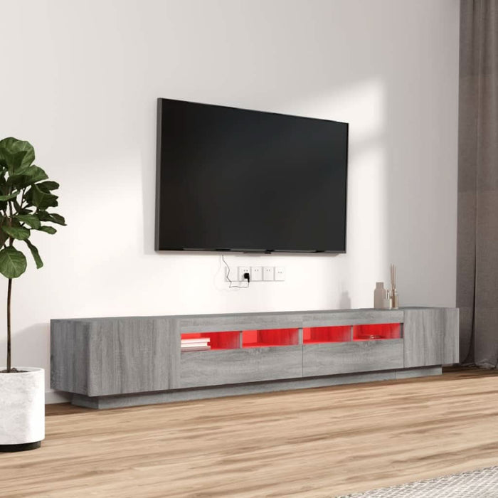 Set dulapuri TV cu LED, 3 piese, gri sonoma, lemn prelucrat - WALTI WALTI