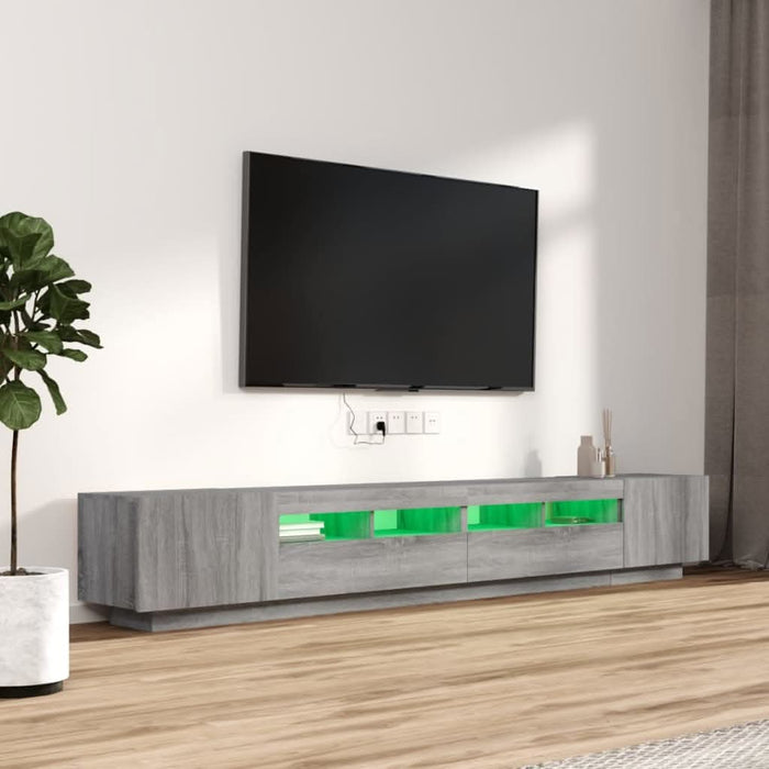 Set dulapuri TV cu LED, 3 piese, gri sonoma, lemn prelucrat - WALTI WALTI