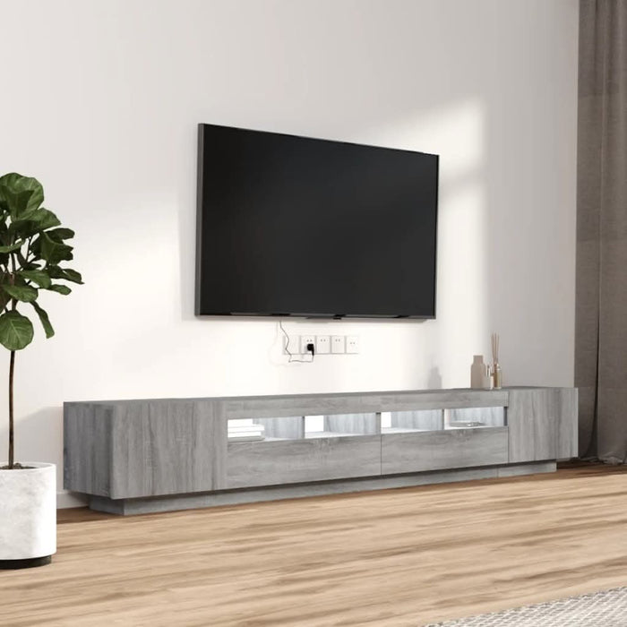 Set dulapuri TV cu LED, 3 piese, gri sonoma, lemn prelucrat - WALTI WALTI