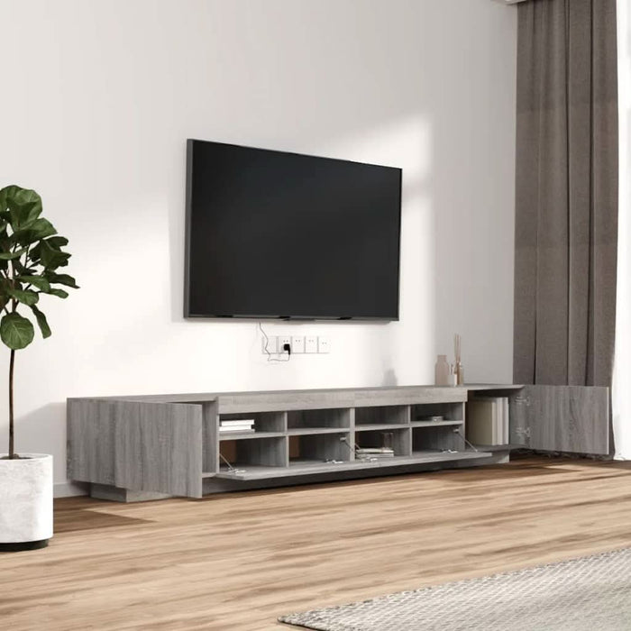 Set dulapuri TV cu LED, 3 piese, gri sonoma, lemn prelucrat - WALTI WALTI