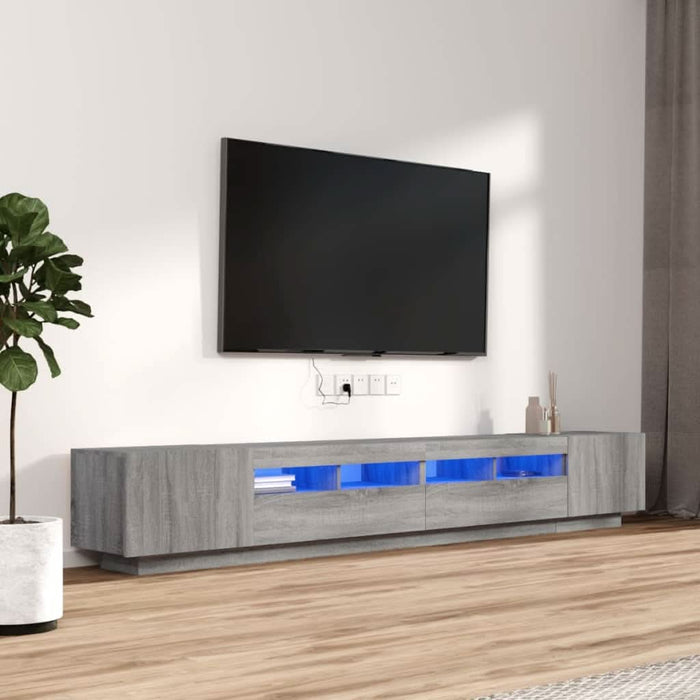 Set dulapuri TV cu LED, 3 piese, gri sonoma, lemn prelucrat - WALTI WALTI
