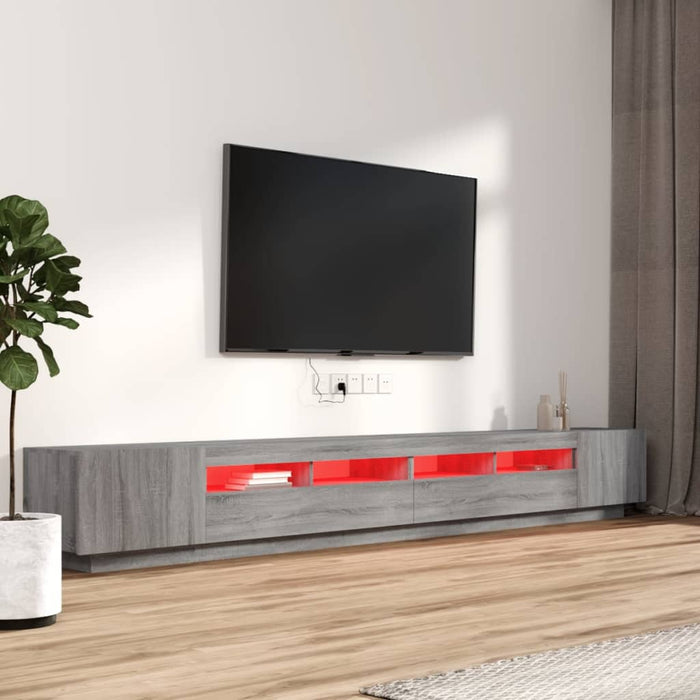 Set dulapuri TV cu LED, 3 piese, gri sonoma, lemn prelucrat WALTI