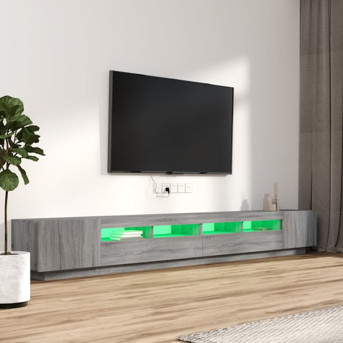Set dulapuri TV cu LED, 3 piese, gri sonoma, lemn prelucrat WALTI