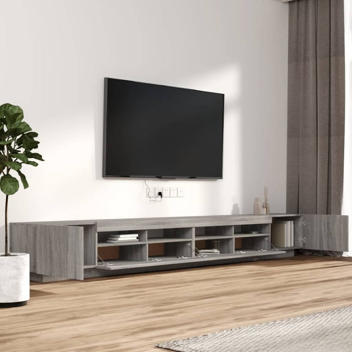Set dulapuri TV cu LED, 3 piese, gri sonoma, lemn prelucrat WALTI