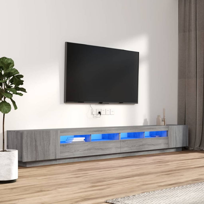 Set dulapuri TV cu LED, 3 piese, gri sonoma, lemn prelucrat WALTI